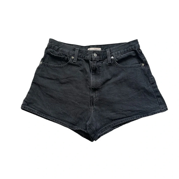 Levi’s High Waisted Denim Mom Shorts Black Size 33 - Picture 1 of 10